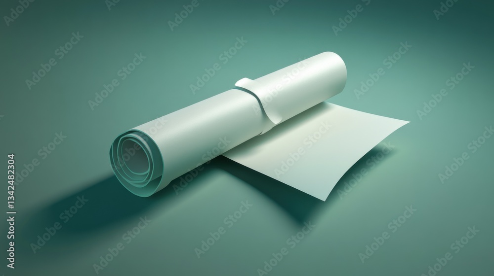 Rolled Paper Unfolding on Gradient Background Ideal for Design Minimalism and Creative Proje Rolled Paper Unfolding on Gradient Background Ideal for Design Minimalism and Creative Proje