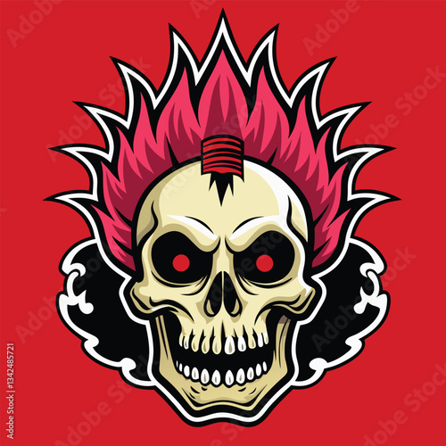 Edgy and Rebellious Punk Rock Skull Logo with Solid Color