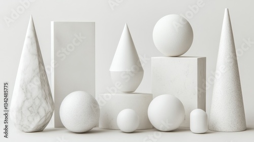 White Geometric Shapes on Light Background for Minimalist Design