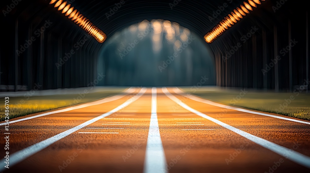 Fototapeta premium Running track inside a covered walkway