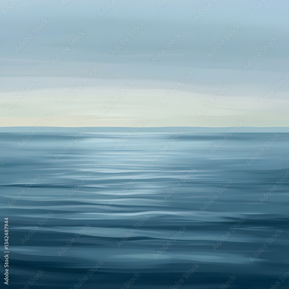 Fototapeta premium Tranquil Blue Seascape Calm Ocean and Hazy Horizon