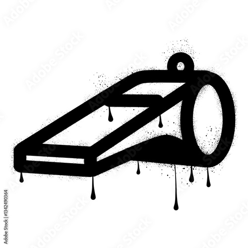 Hand drawn whistle graffiti with black spray paint