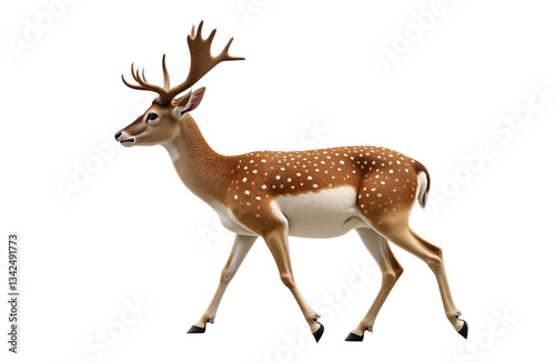 Wallpaper Mural Deer buck walking isolated on white background. Photorealistic fallow deer for wildlife designs, nature projects, autumnal themes, animal illustrations. Torontodigital.ca