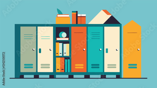 The lockers are like individual miniresidences each with its own unique decor and style providing a sense of comfort and familiarity to the students.. Vector illustration