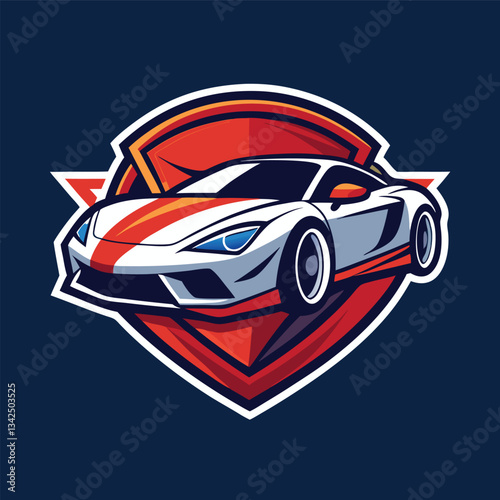 Illustrative Solid-Colored Logo Featuring a Sleek Sports Car