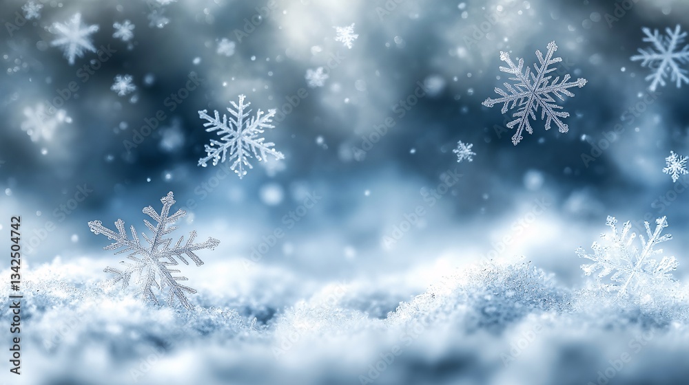Winter Wonderland Snowfall Background with Shimmering Snowflakes and Frosted Landscape Winter Wonderland Snowfall Background with Shimmering Snowflakes and Frosted Landscape
