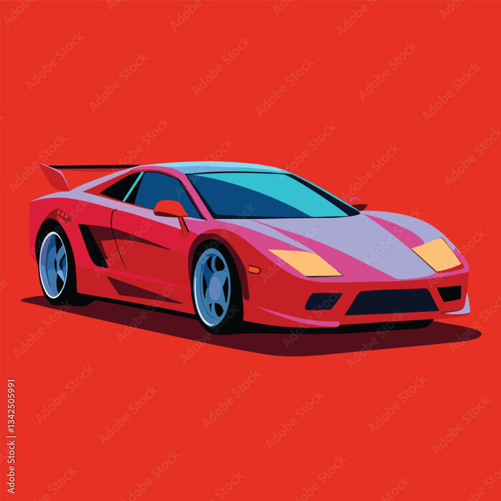 Fototapeta premium Modern Automobile Logo Illustration on Solid Color Background