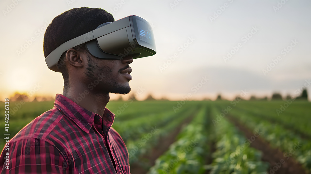 Exploring Innovative Agriculture with Virtual Reality: A Young Man in a Field Using VR Technology Exploring Innovative Agriculture with Virtual Reality: A Young Man in a Field Using VR Technology
