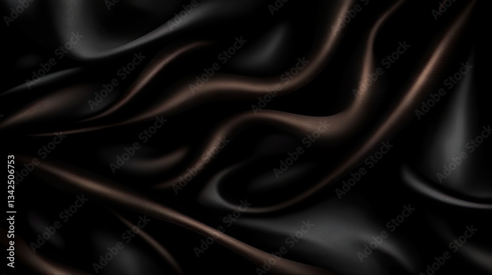 Fototapeta premium Draped Black and Brown Silk Fabric