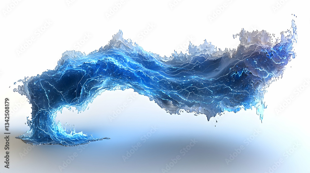 Abstract Flowing Blue Water Wave with Light Particles and Ethereal Movement in Space Abstract Flowing Blue Water Wave with Light Particles and Ethereal Movement in Space
