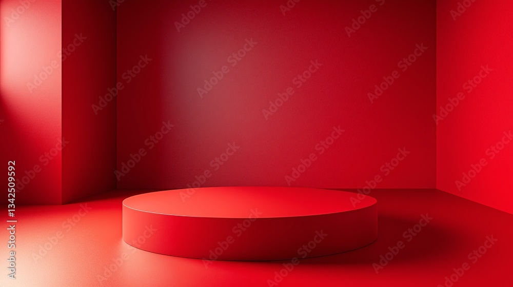 Minimalist Red Studio Background: Vibrant 3D Rendering for Product Promotion and Artistic Showcase Minimalist Red Studio Background: Vibrant 3D Rendering for Product Promotion and Artistic Showcase