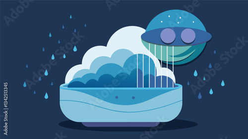 A calming sound machine playing the sound of gentle rainfall or ocean waves to create a serene environment conducive to sleep.. Vector illustration