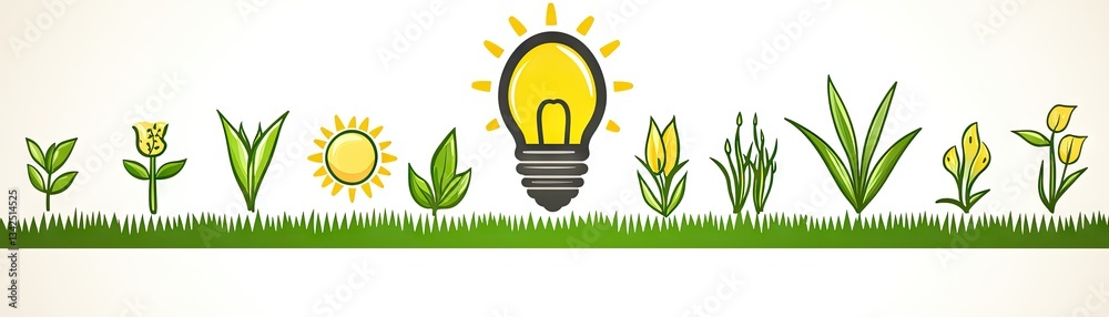 Plant Growth Stages with Lightbulb
