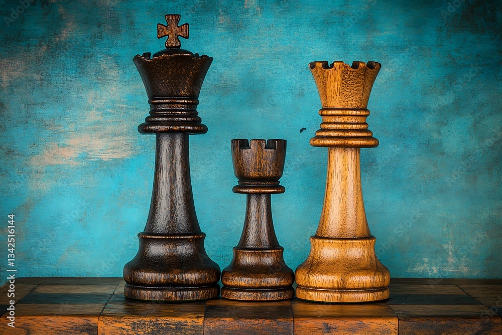 Fototapeta premium Vintage Chess Pieces Confrontation.
