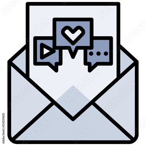 Mail Marketing Outline Flat Icon Style Icon, Business and Marketing Outline Flat Icon Style Icon