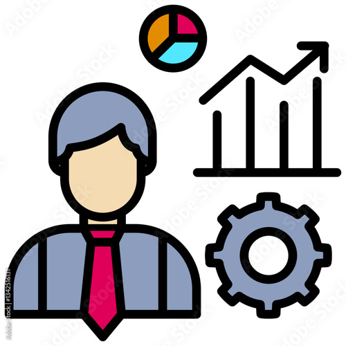 Marketing Businessman Outline Flat Icon Style Icon, Business and Marketing Outline Flat Icon Style Icon
