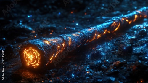 Wallpaper Mural Glowing Rune-Inscribed Artifact on Dark Ground Torontodigital.ca