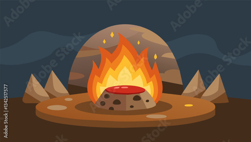 The crackling of embers as the Pachamanca Earth Oven cools down signaling the end of a successful and satisfying feast.. Vector illustration
