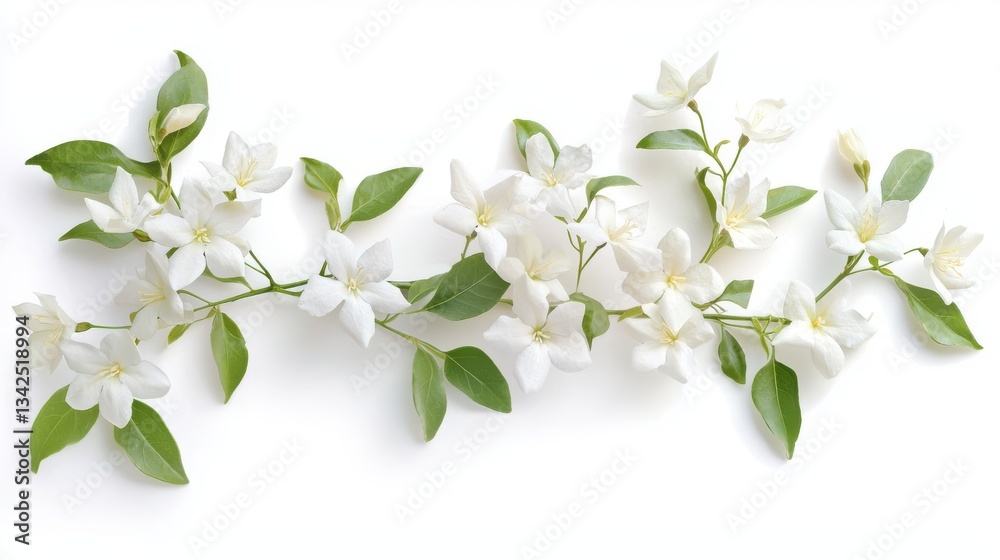 Fototapeta premium White jasmine flower branch on white background