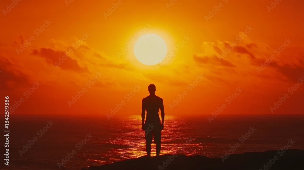 Fototapeta premium Silhouetted Figure at Sunset