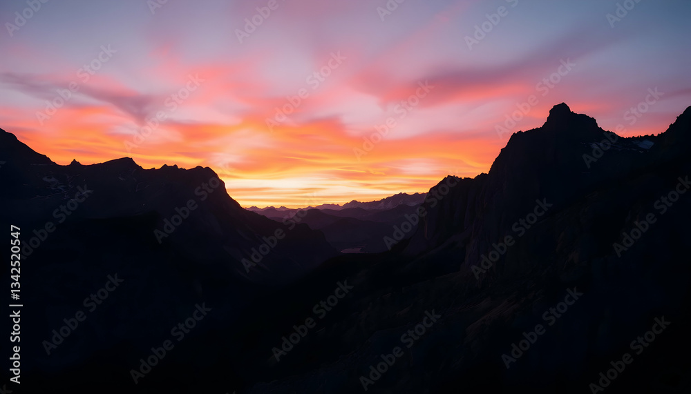 Fiery Sunset Over Majestic Mountain Peaks Dramatic Landscape Photography Fiery Sunset Over Majestic Mountain Peaks Dramatic Landscape Photography