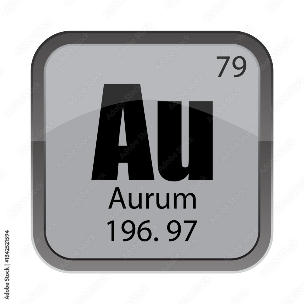 Metal aurum icon. Number 79 symbol. Aurum weight text. Au element code. Vector science illustration. Metal aurum icon. Number 79 symbol. Aurum weight text. Au element code. Vector science illustration.