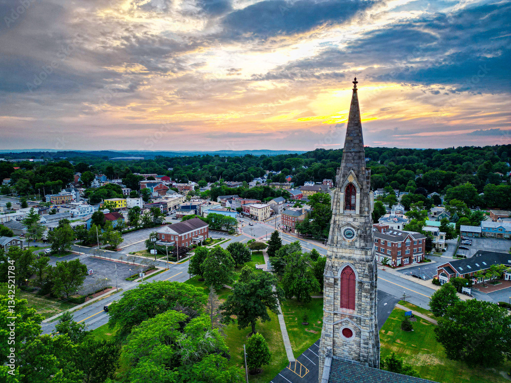 Fototapeta premium Aerial view of Goshen, New York