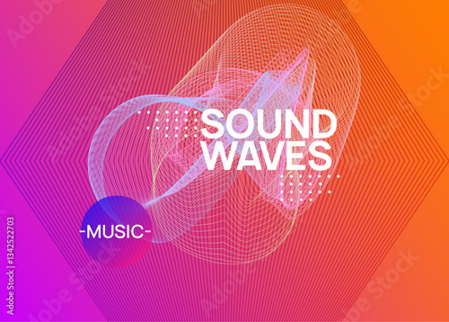 Dance Design. Soundwave Radio Illustration. Techno Banner. Festival Cover. Discotheque Trance Element. Green Edm Poster. Blue Sound Set. Violet Dance Design