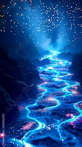 Glowing AI River: Trippy Kaleidoscope Fireworks & Neon Embers with Relaxing ASMR Crackles