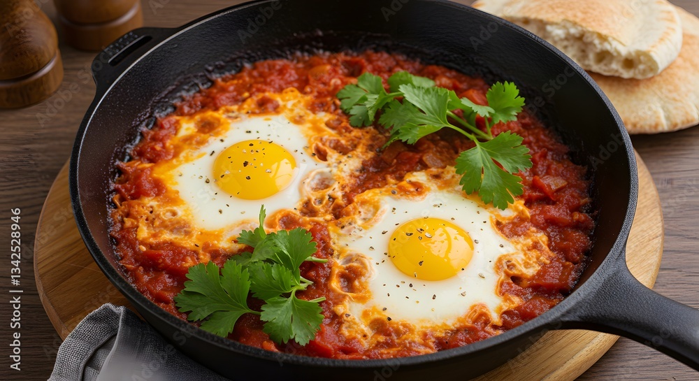 Shakshuka Delight: A Savory Mediterranean Breakfast in a Cast Iron Pan