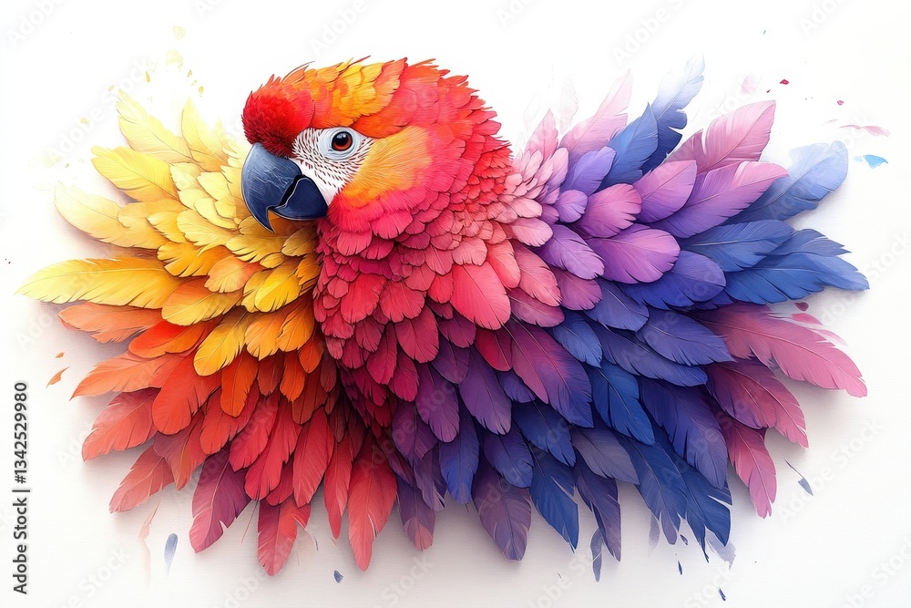Obraz premium Proud Parrot Showcasing Vibrant Rainbow-Colored Plumage in a Lush Tropical Environment During Bright Daylight