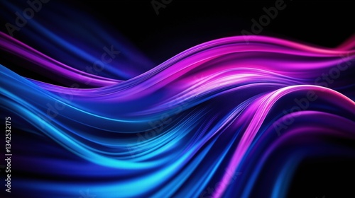 Abstract blue and purple liquid wavy shapes futuristic banner. Glowing retro waves background