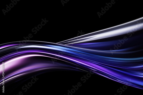 Abstract blue and purple liquid wavy shapes futuristic banner. Glowing retro waves background