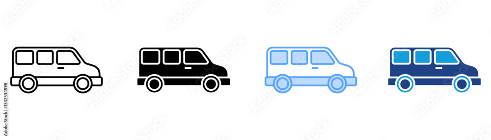 Campervan Icon Set Multiple Style Collection Campervan Icon Set Multiple Style Collection