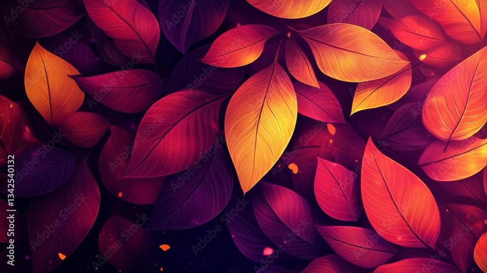 custom made wallpaper toronto digitalRed Orange Yellow Autumn Leaves Dark Background