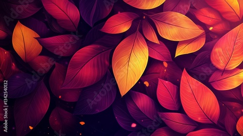 Wallpaper Mural Red Orange Yellow Autumn Leaves Dark Background Torontodigital.ca