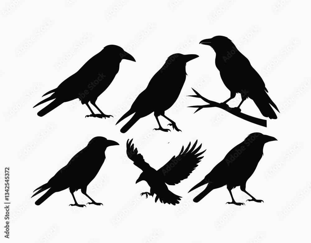 Obraz premium Simple Crow Silhouette EPS Vector Template Illustration