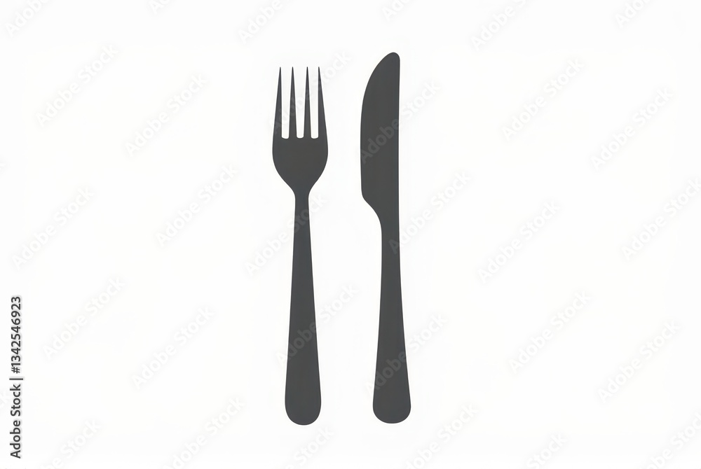 Fork and Knife Cutlery Silhouette on White Background Fork and Knife Cutlery Silhouette on White Background