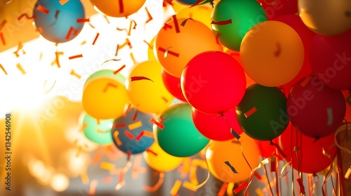 Wallpaper Mural Colorful Balloons and Confetti Burst. Torontodigital.ca