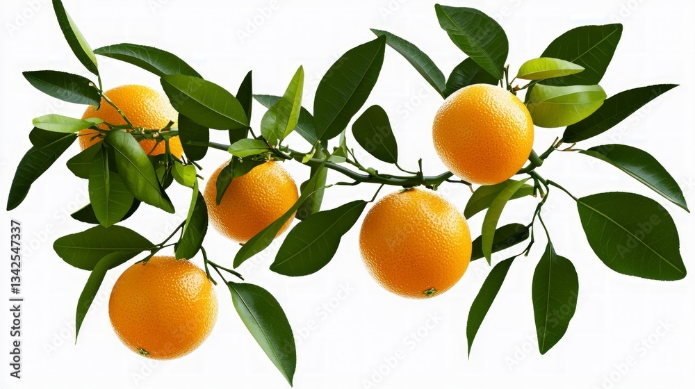 Fresh Oranges on Branch  Juicy Citrus Fruits  Healthy Food  High Resolution Image