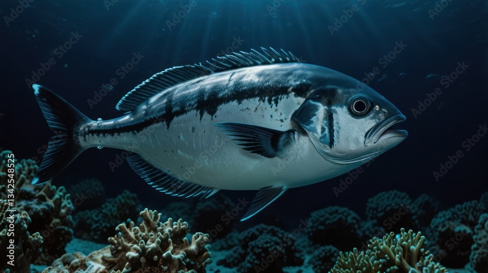 Fototapeta premium Underwater shot of a fish in coral reef