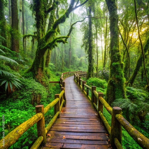Beautiful rain forest at ang ka nature trail in national park.