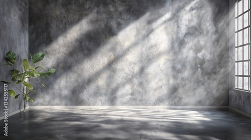 Minimalist Concrete Interior: Modern Design with Soft Natural Light and Elegant Decoration
