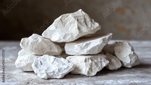 A collection of delicate, white pieces of kaolin clay stones, each a testament to the earthy elegance of this natural wonder.