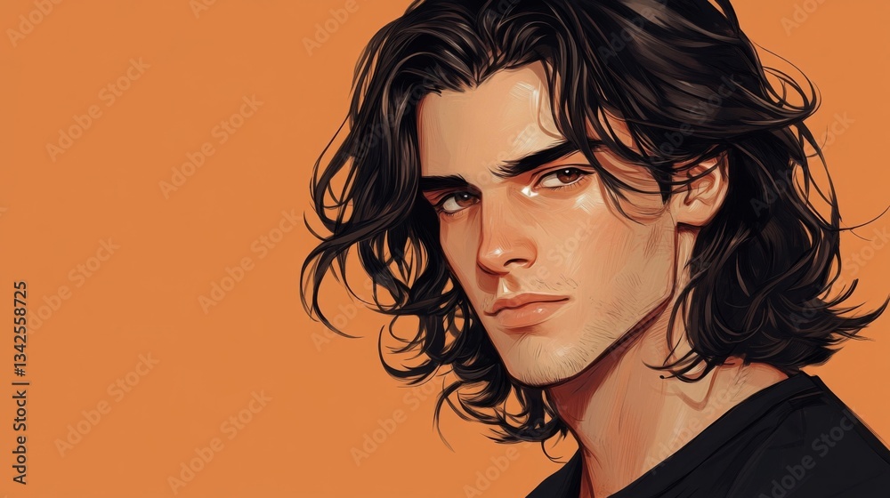 Portrait of a Young Man with Long Dark Hair Portrait of a Young Man with Long Dark Hair