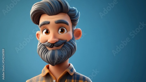 Smiling Cartoon Man Portrait, 3D Render