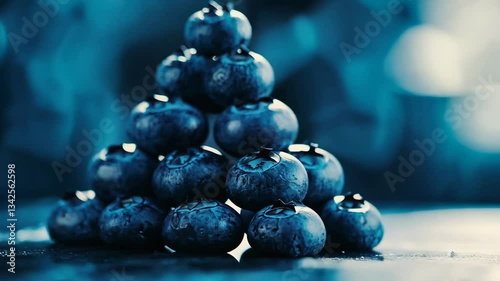 Wallpaper Mural Blueberries arranged in a pyramid formation on a textured surface highlighting their rich color and unique shapes Torontodigital.ca