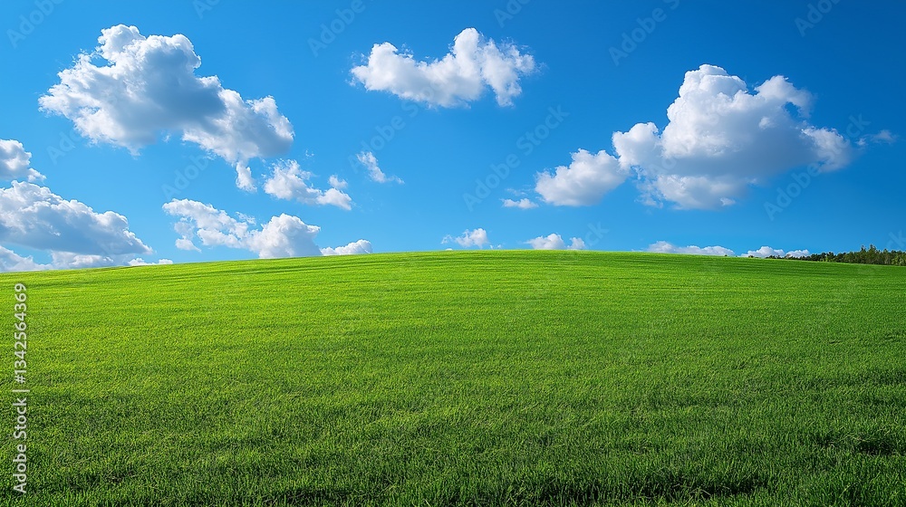 Tranquil Rural Landscape: Vibrant Sky, Expansive Grass Fields and Serene Nature Scenery in Springtime Tranquil Rural Landscape: Vibrant Sky, Expansive Grass Fields and Serene Nature Scenery in Springtime