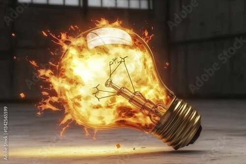 Giant light bulb shattering, with hundreds of small glowing ideas spilling out, representing dreams that never reached fruition.