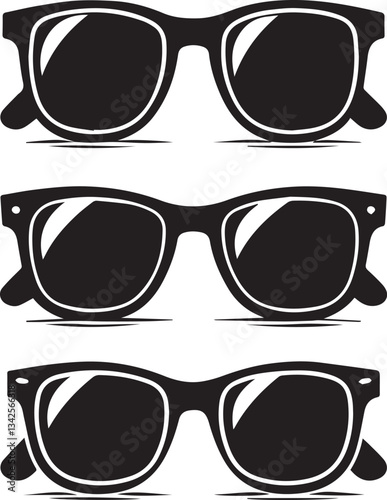 set of glasses vector, set of glasses vector illustration, glasses silhouette vector black and white